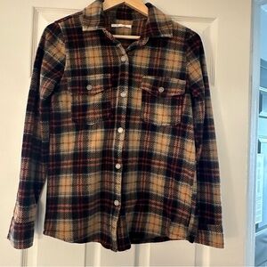 O'Neill Brown Multicolor Plaid Fleece Snap button Flannel